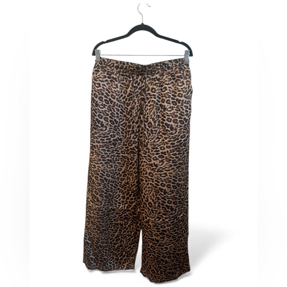 Things Between Wide Leg Pants Leopard Size Large Black Brown Red Stripe Flowy - Picture 4 of 13